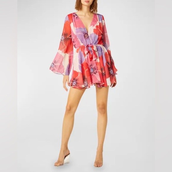 Misa Los Angeles Dresses & Skirts - MISA Los Angeles Kaia Bell-Sleeve Chiffon Mini Dress